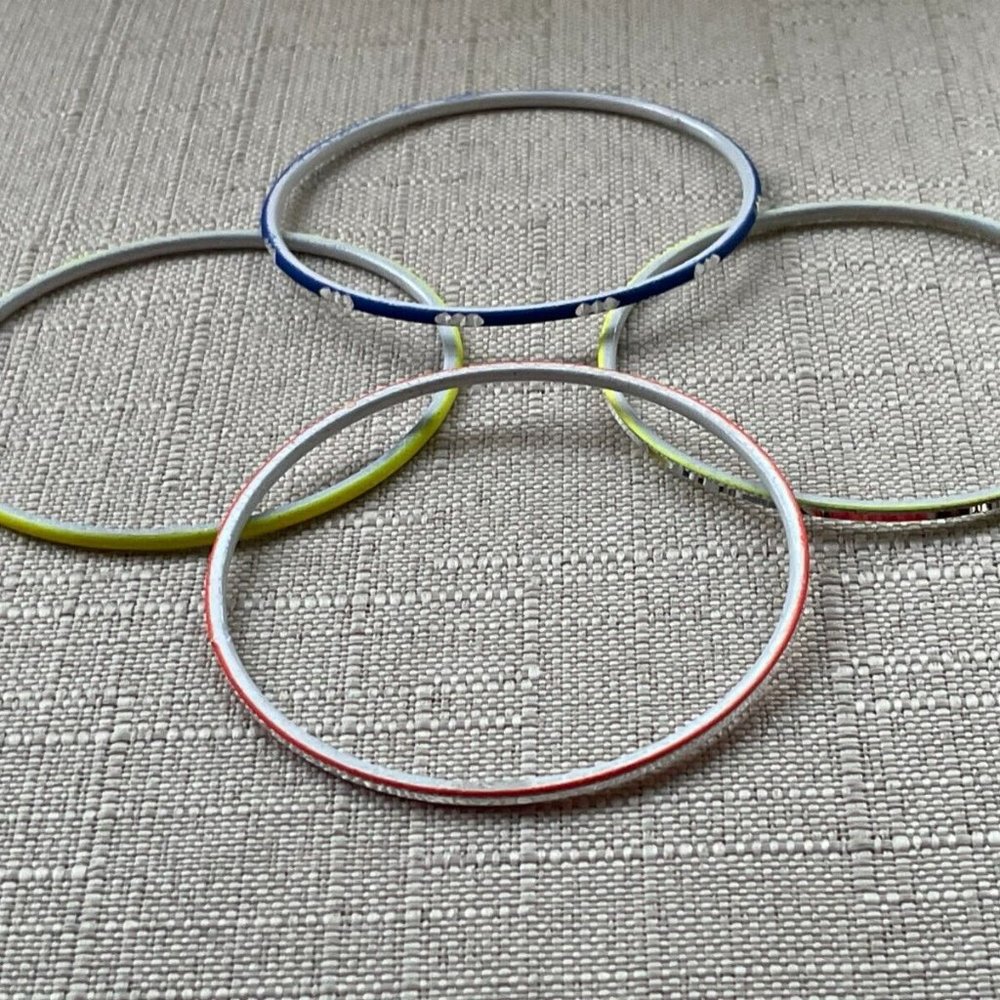 Glass Bangle Multi Color Bracelet Wrist Band Bangles Set of 4 - Picture 10 of 11